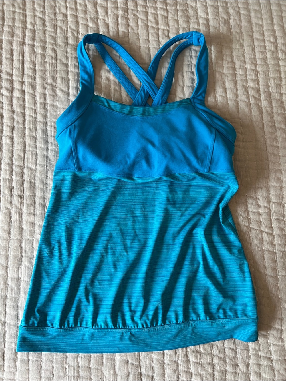 Athleta Blue Turquoise Striped Racerback Tank